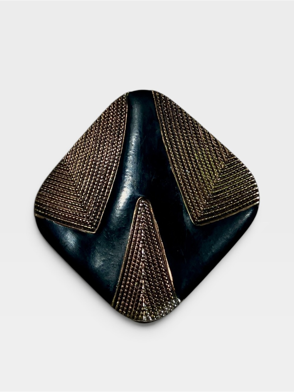 Vintage 80’s Art Deco Revival MCM Gold Black Geometric Brooch Pin Antique